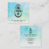 *~* Hamsa - Hand Fatima - Krater des Mondes Yoga Quadratische Visitenkarte (Vorne/Hinten)