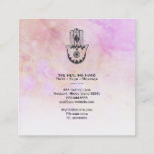 *~* Hamsa Hand Fatima Krater des Mondpfirsichs Quadratische Visitenkarte (Rückseite)