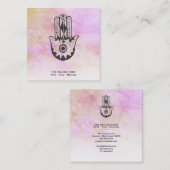 *~* Hamsa Hand Fatima Krater des Mondpfirsichs Quadratische Visitenkarte (Vorne/Hinten)