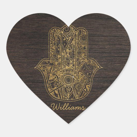 HAMSA Hand Fatima Symbol Amulet Design Herz-Aufkleber (Vorderseite)