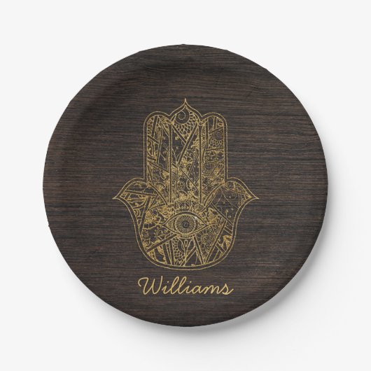 HAMSA Hand Fatima Symbol Amulet Design Pappteller (Vorderseite)