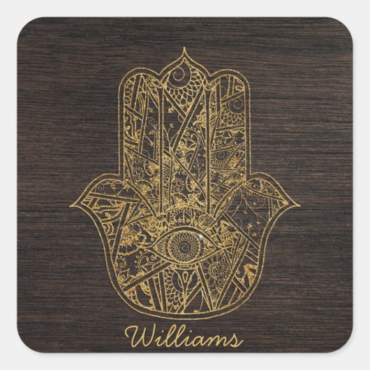 HAMSA Hand Fatima Symbol Amulet Design Quadratischer Aufkleber (Vorderseite)