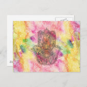 HAMSA Hand Fatima Symbol amulet Henna floral Postkarte (Vorne/Hinten)