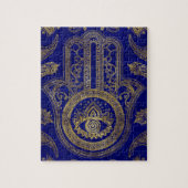 Hamsa Hand - Gold auf Lapislazuli Puzzle (Vertikal)