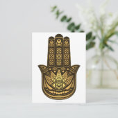 Hamsa Hand Gold Evil Eye Spiritual Postkarte (Stehend Vorderseite)