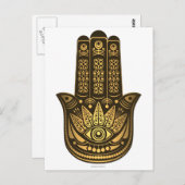 Hamsa Hand Gold Evil Eye Spiritual Postkarte (Vorne/Hinten)