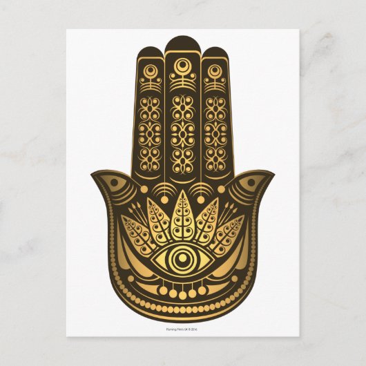 Hamsa Hand Gold Evil Eye Spiritual Postkarte (Vorderseite)