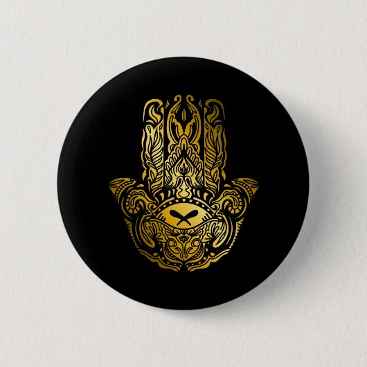 Hamsa Hand - Golden Arabic Amulet Button (Vorderseite)