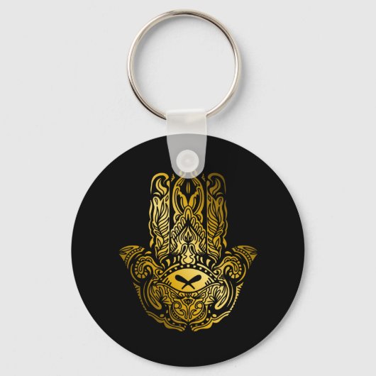 Hamsa Hand - Golden Arabic Amulet Schlüsselanhänger (Vorderseite)