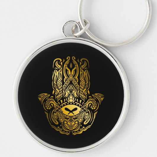 Hamsa Hand Golden Arabic Amulet Schlüsselanhänger (Vorne)