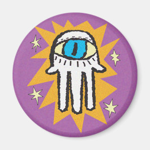 Hamsa Hand Gottes Gold und Lila Magnet