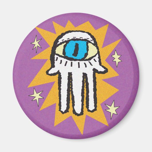 Hamsa Hand Gottes Gold und Lila Magnet (Vorne)