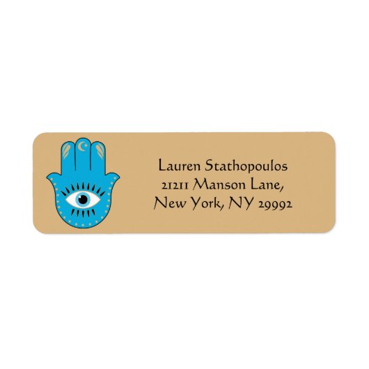 Hamsa Hand griechisches Evil Eye Blue (Vorne)