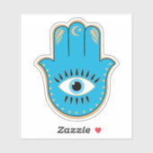 Hamsa Hand griechisches Evil Eye Blue Aufkleber (Blatt)