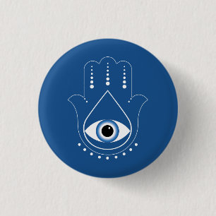 Hamsa Hand griechisches Evil Eye Blue Button