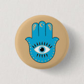 Hamsa Hand griechisches Evil Eye Blue Button (Vorderseite)
