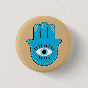 Hamsa Hand griechisches Evil Eye Blue Button