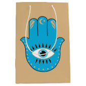 Hamsa Hand griechisches Evil Eye Blue Mittlere Geschenktüte (Vorderseite)