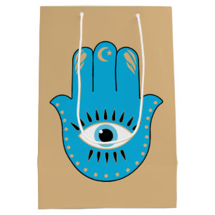Hamsa Hand griechisches Evil Eye Blue Mittlere Geschenktüte