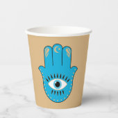 Hamsa Hand griechisches Evil Eye Blue Pappbecher (Vorderseite)