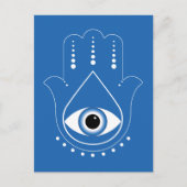 Hamsa Hand griechisches Evil Eye Blue Postkarte (Vorderseite)