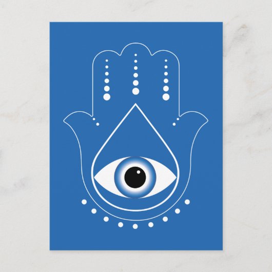 Hamsa Hand griechisches Evil Eye Blue Postkarte (Vorderseite)