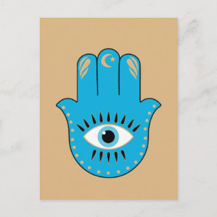 Hamsa Hand griechisches Evil Eye Blue Postkarte