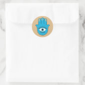 Hamsa Hand griechisches Evil Eye Blue Runder Aufkleber (Tasche)
