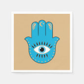 Hamsa Hand griechisches Evil Eye Blue Serviette (Vorderseite)