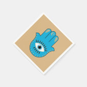 Hamsa Hand griechisches Evil Eye Blue Serviette (Ecke)