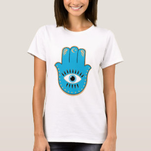 Hamsa Hand griechisches Evil Eye Blue T-Shirt