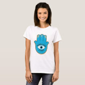 Hamsa Hand griechisches Evil Eye Blue T-Shirt (Vorne ganz)