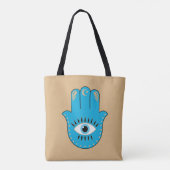 Hamsa Hand griechisches Evil Eye Blue Tasche (Rückseite)