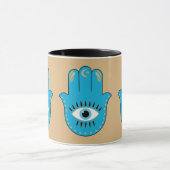 Hamsa Hand griechisches Evil Eye Blue Tasse (Zentrum)
