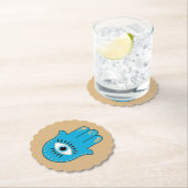 Hamsa Hand griechisches Evil Eye Blue Untersetzer (Vor Ort)