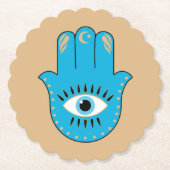 Hamsa Hand griechisches Evil Eye Blue Untersetzer (Vorderseite)