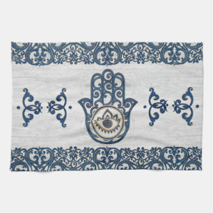 Hamsa Hand - Hand des Fatima-Blauholzes Geschirrtuch