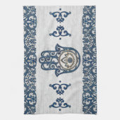Hamsa Hand - Hand des Fatima-Blauholzes Geschirrtuch (Vertikal)