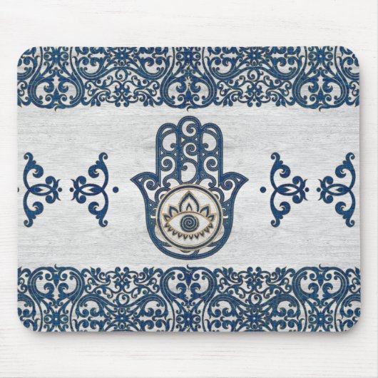 Hamsa Hand - Hand des Fatima-Blauholzes Mousepad (Vorne)