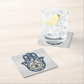 Hamsa Hand - Hand des Fatima-Blauholzes Rechteckiger Pappuntersetzer (Vor Ort)