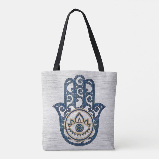 Hamsa Hand - Hand des Fatima-Blauholzes Tasche (Rückseite)