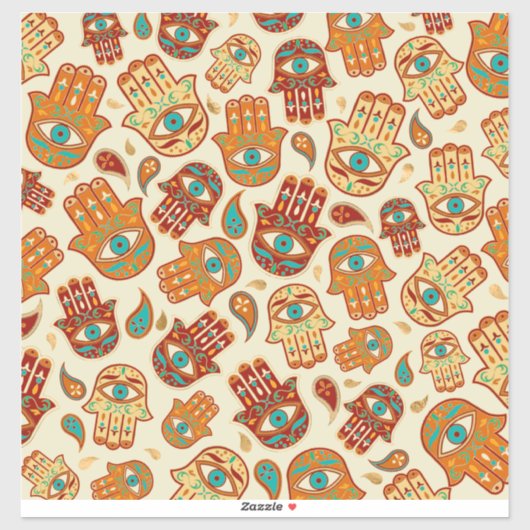 Hamsa Hand - Hand Fatima Aquamarin Terracotta Aufkleber (Blatt)