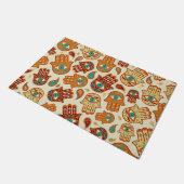 Hamsa Hand - Hand Fatima Aquamarin Terracotta Fußmatte (Schrägansicht)