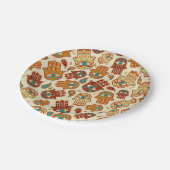 Hamsa Hand - Hand Fatima Aquamarin Terracotta Pappteller (Schrägansicht)