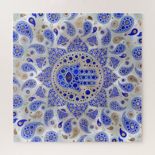 Hamsa Hand - Hand Fatima auf Mutter der Perle Puzzle (Horizontal)