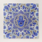 Hamsa Hand - Hand Fatima auf Mutter der Perle Puzzle (Vertikal)