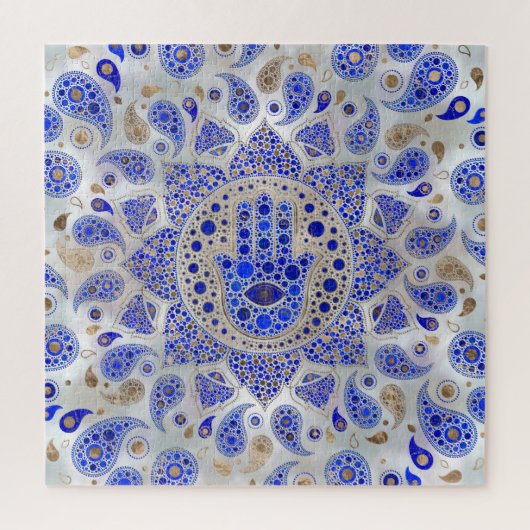 Hamsa Hand - Hand Fatima auf Mutter der Perle Puzzle (Vertikal)