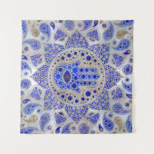 Hamsa Hand - Hand Fatima auf Mutter der Perle Wandteppich (Vorderseite (Horizontal))