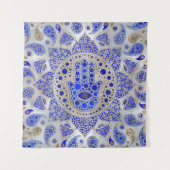 Hamsa Hand - Hand Fatima auf Mutter der Perle Wandteppich (Vorderseite)