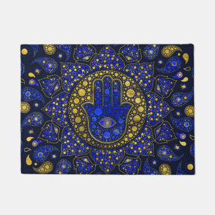 Hamsa Hand - Hand Fatima Dot Art Lapis Lazuli Fußmatte